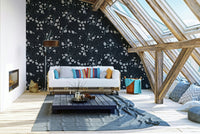 Full view of the wallpaper on a wall.

