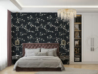 Ginkgo leaf wallpaper for a serene living room.

