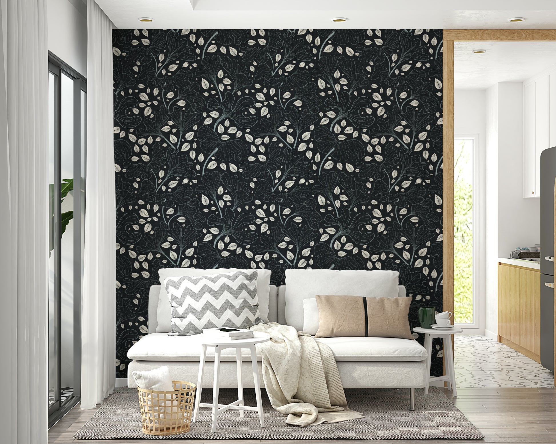 Wallpaper with a mix of navy blue and white colors.

