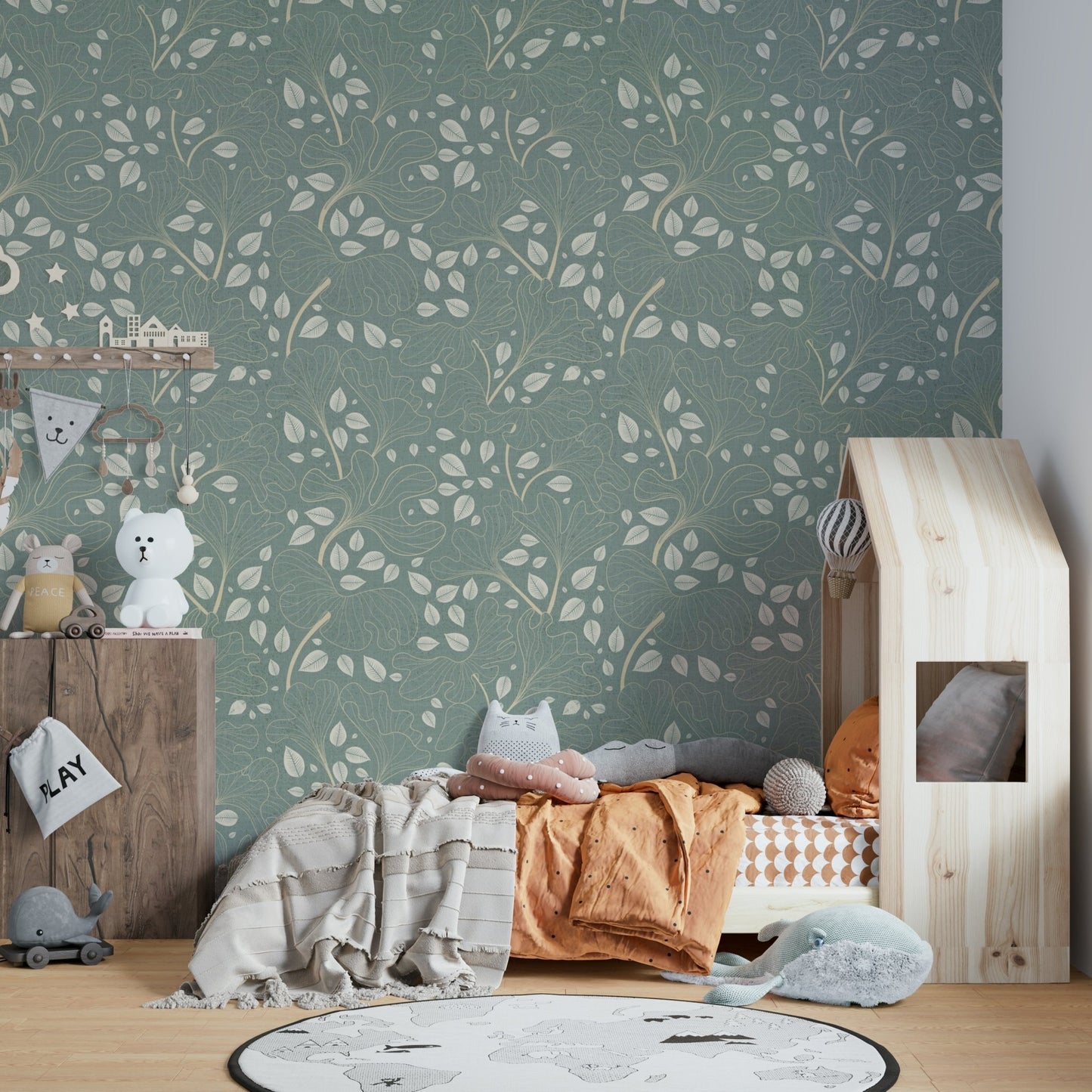 Design with a repeating pattern of large and small leaves. GD3282

