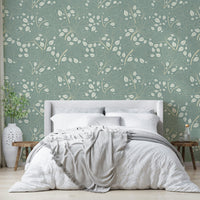 Timeless Ginkgo Garden Pearl and Blue Wallpaper.

