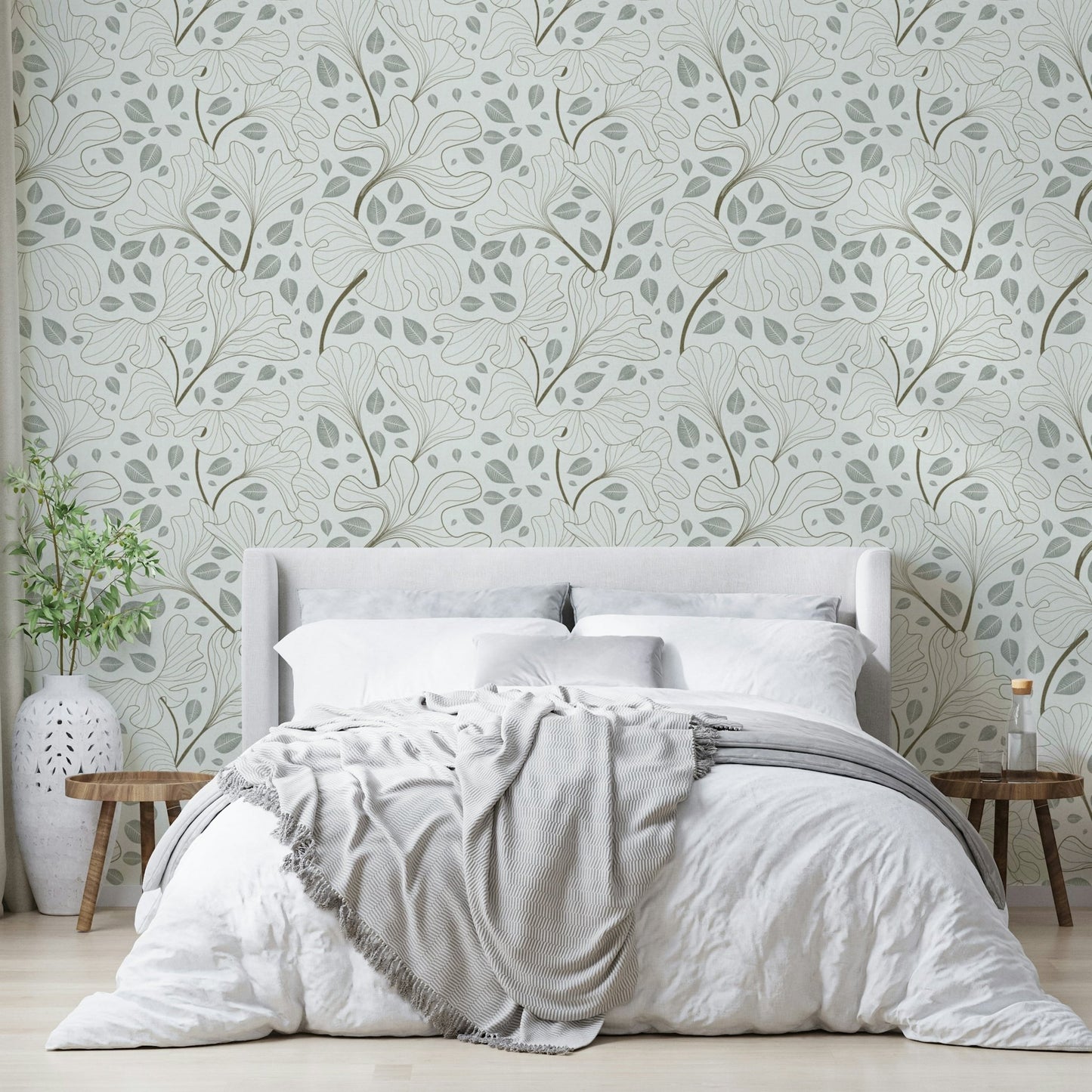 Ginkgo garden mural for an accent wall.

