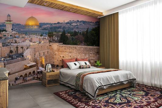 A beautiful, serene view of a historic holy city.

