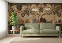 Timeless Indian Serenade artwork with classical figures and floral hills, GD8968