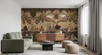 Musical figures beside lotus water define this Indian Serenade mural, GD8968