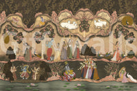 Decorative peacock scene and lotus water in Timeless Indian mural, GD8968