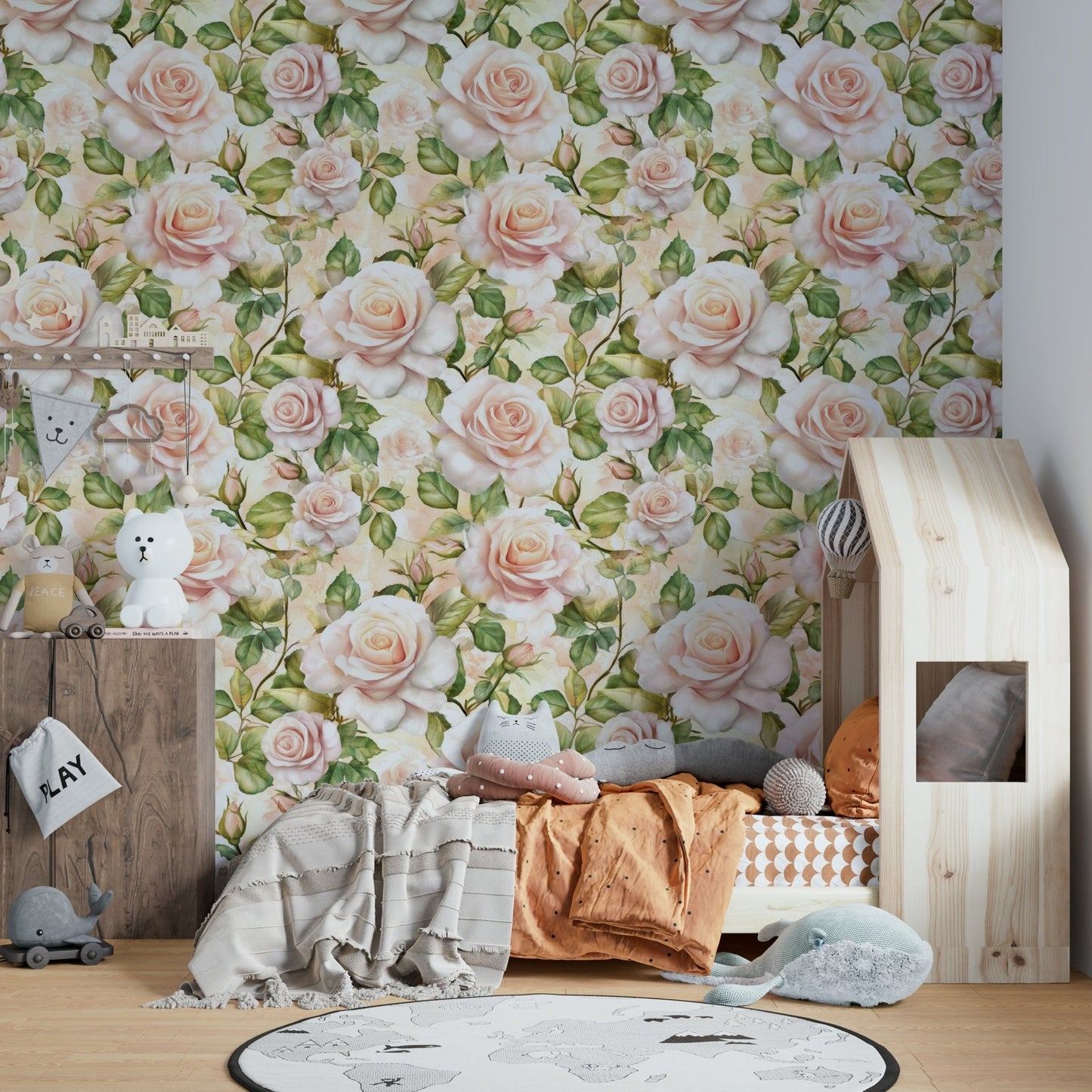 Classic rose-patterned wallpaper for walls., GD1738
