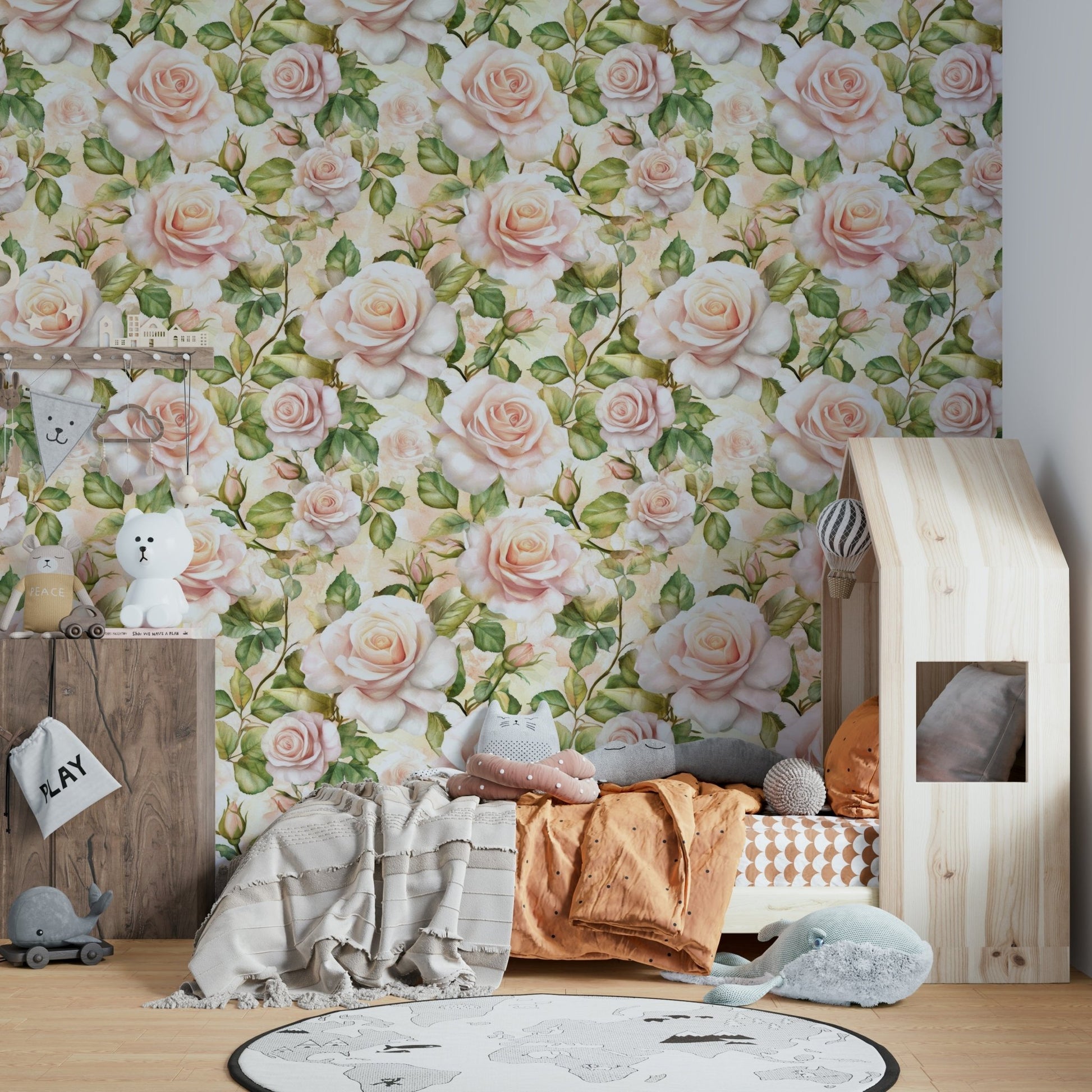 Classic rose-patterned wallpaper for walls., GD1738