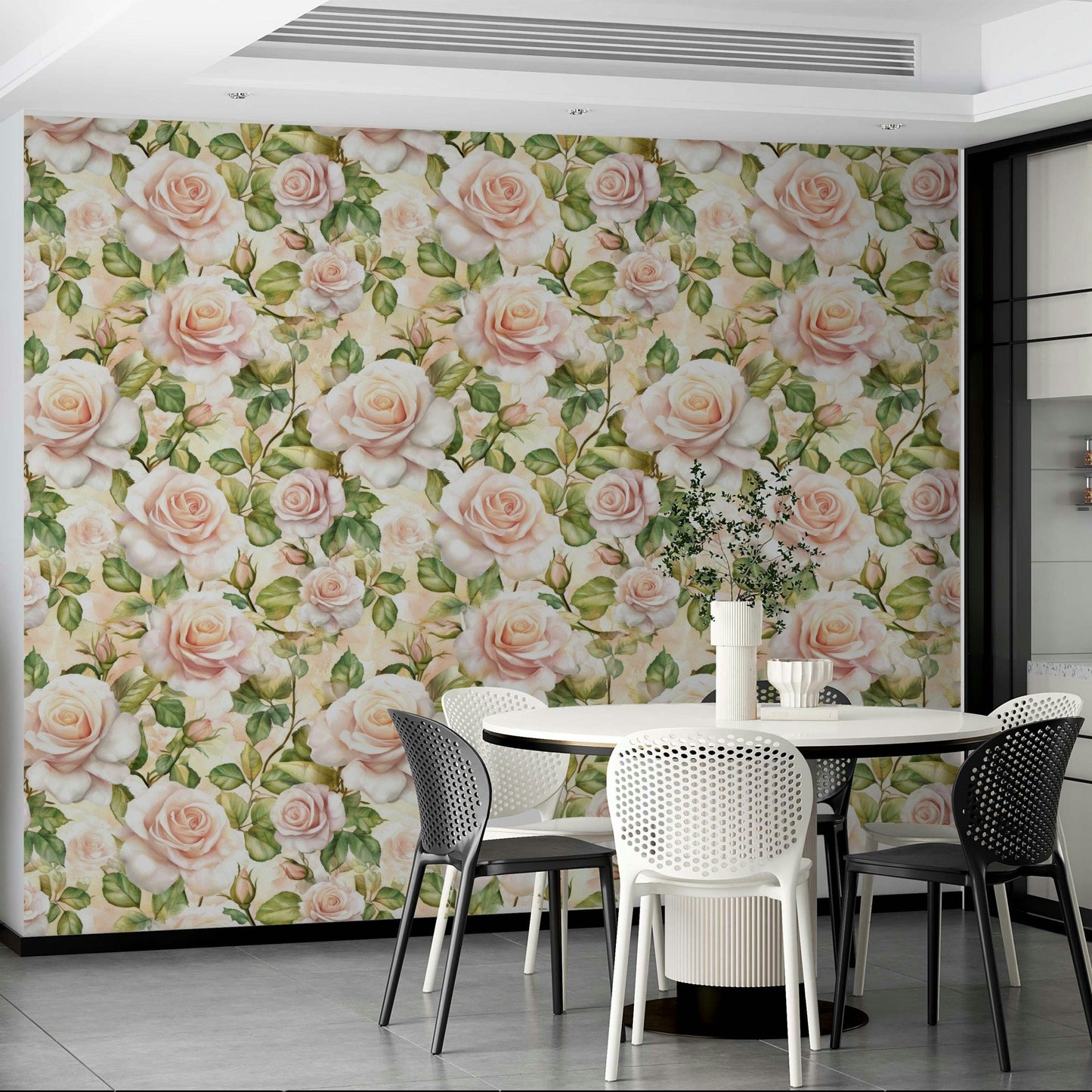 Soft and romantic rose wallpaper for living rooms., GD1738