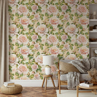 Elegant rose wallpaper adding charm to rooms., GD1738