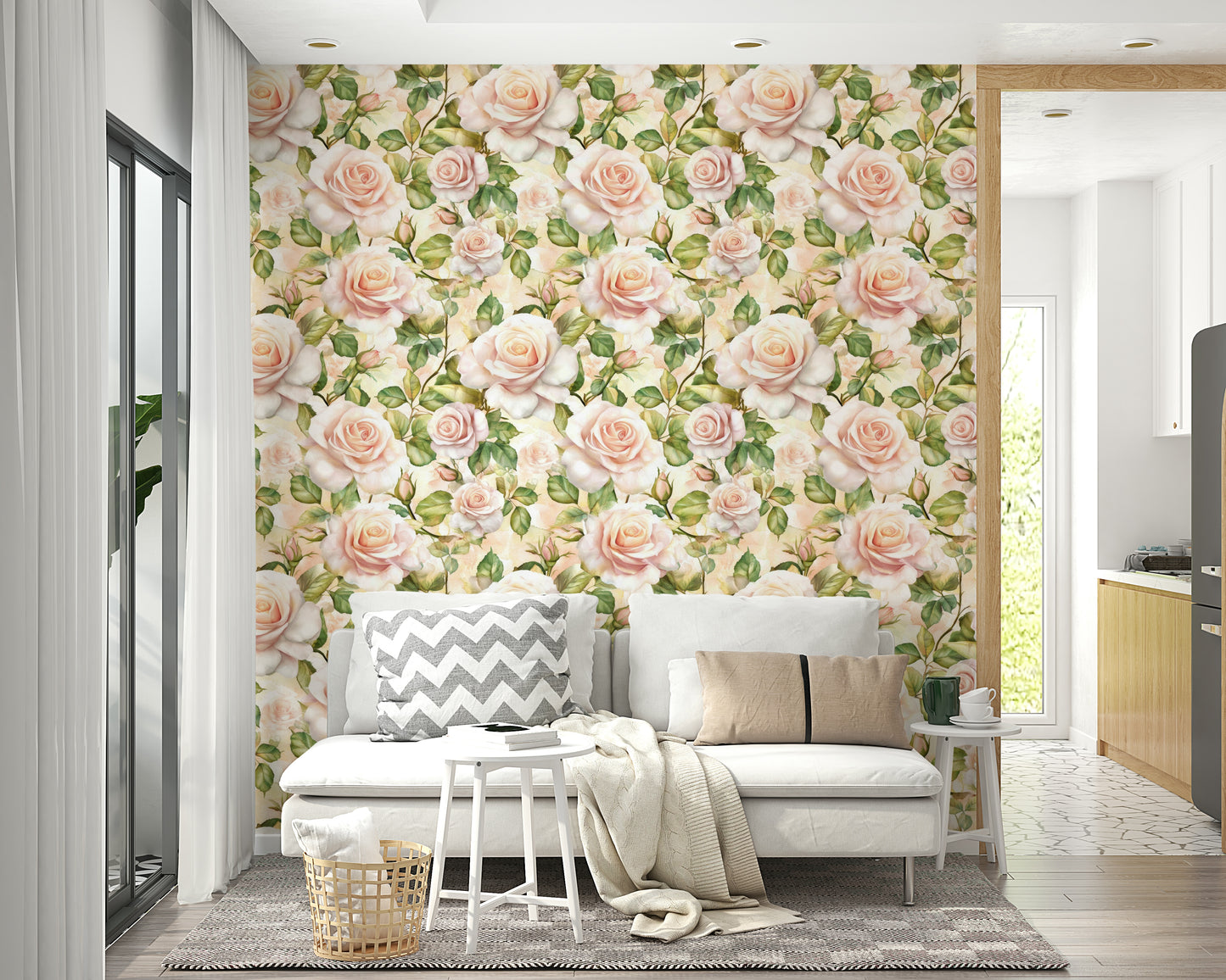 Rose-themed wallpaper for stylish home décor.

