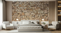 Bedroom with the Timeless Stonework beautiful stone mural accent.