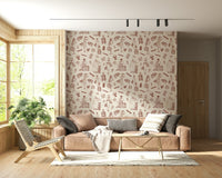 Fashionable travel pattern on Timeless Tales Wallpaper for walls.