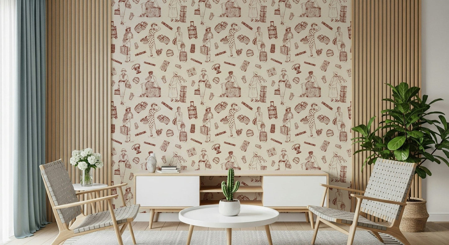 Contemporary room styled with the Timeless Tales Wallpaper.
