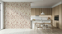 Earthy background color blocks on Timeless Tales Wallpaper print.