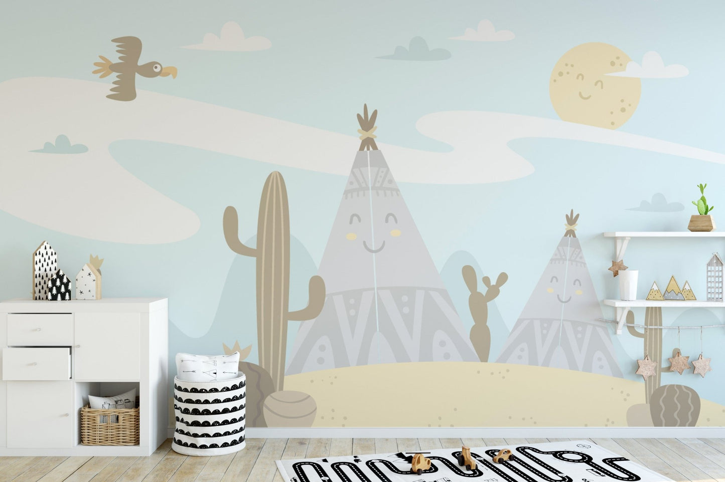 Tips Desert Cartoon Mountain Nursery Wallpaper - Giffywalls