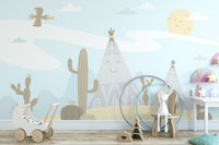 Tips Desert Cartoon Mountain Nursery Wallpaper - Giffywalls