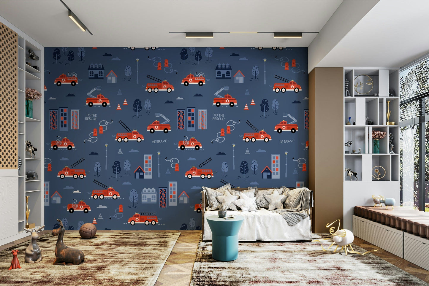 rescue car wallpaper for kids' room