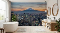 Bathroom using Tokyo Fuji wall mural with illuminated city scene, GD9225