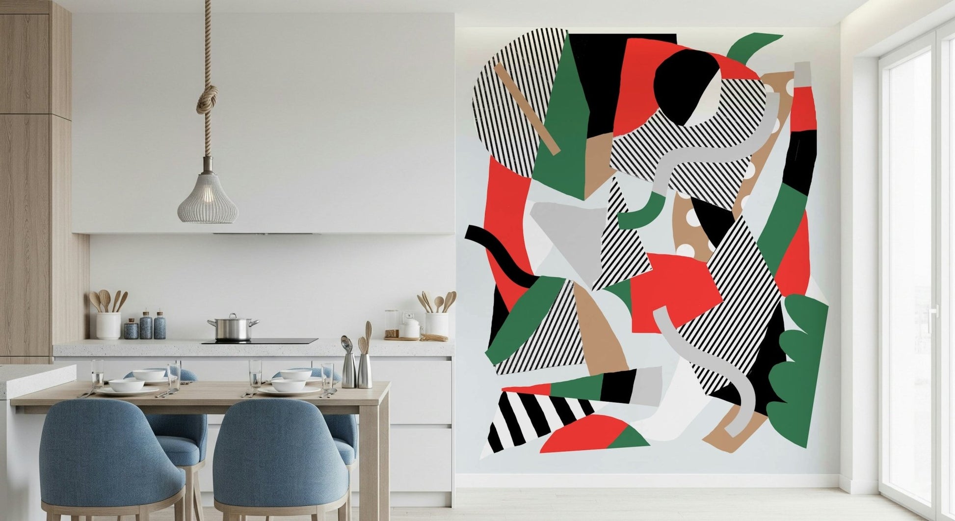 A contemplative gentle wash wallpaper mural for a feature wall.