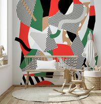 An artistic abstract color mural on minimalist wallpaper.