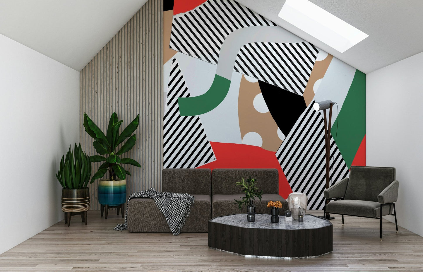 A graceful subtle pattern wall mural in bright, bold tones.