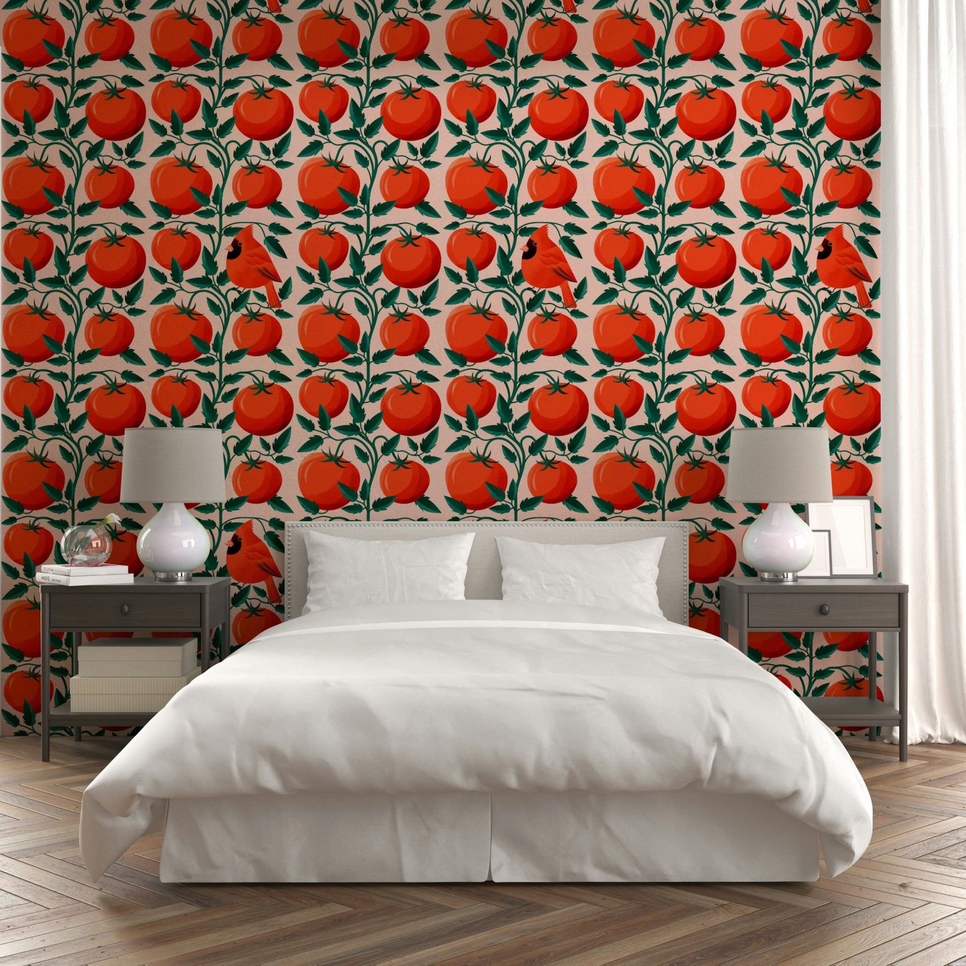 Tomato and vine botanical wallpaper

