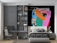 Tomorrow's Dust Wall Mural in a bright living room with cream sofas and potted plants.