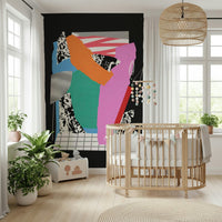 Sophisticated beige and sand wall decor for an open plan dining area in a contemporary flat.