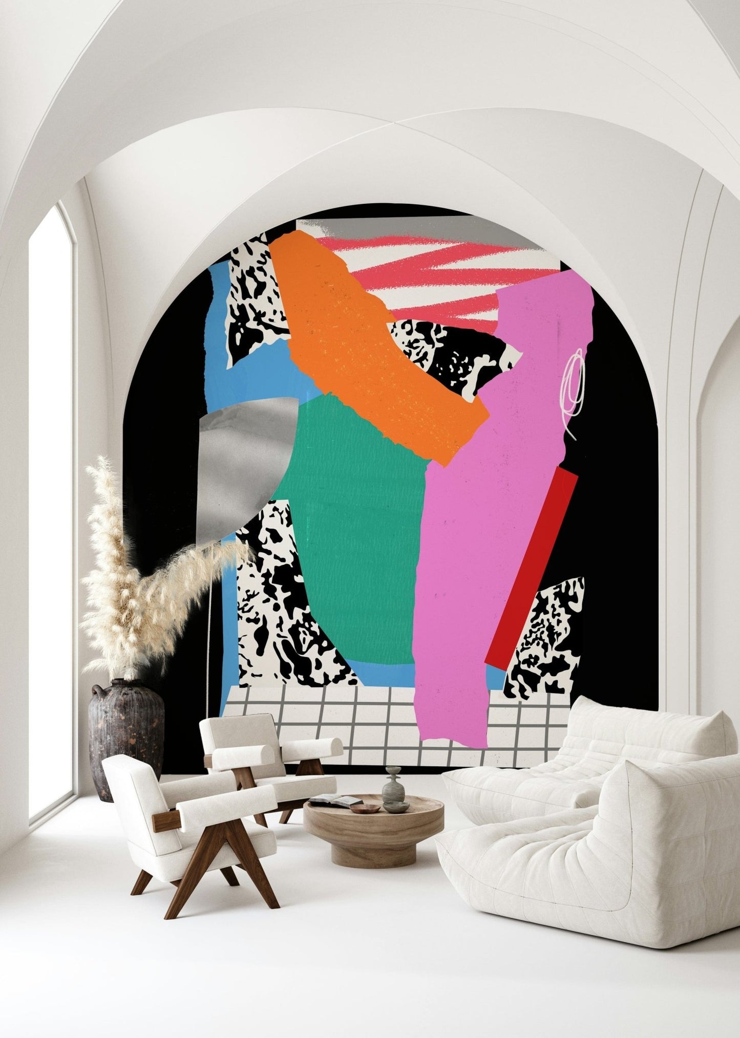 Tomorrow's Dust Wall Mural applied in a quiet study room with a sleek wooden desk.