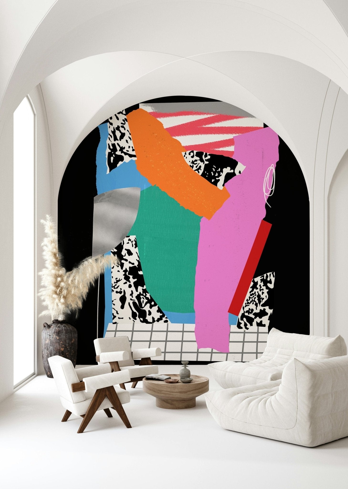 Tomorrow's Dust Wall Mural applied in a quiet study room with a sleek wooden desk.