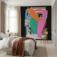 Contemporary nursery wall featuring a soft neutral mural for a calming environment.