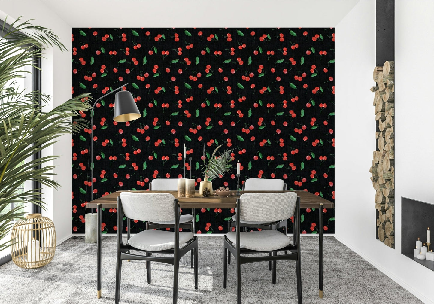Modern painterly cherry wallpaper for walls

