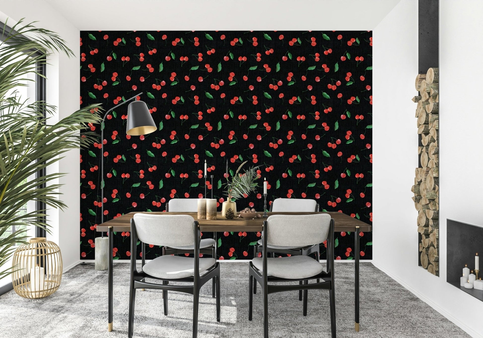 Modern painterly cherry wallpaper for walls

