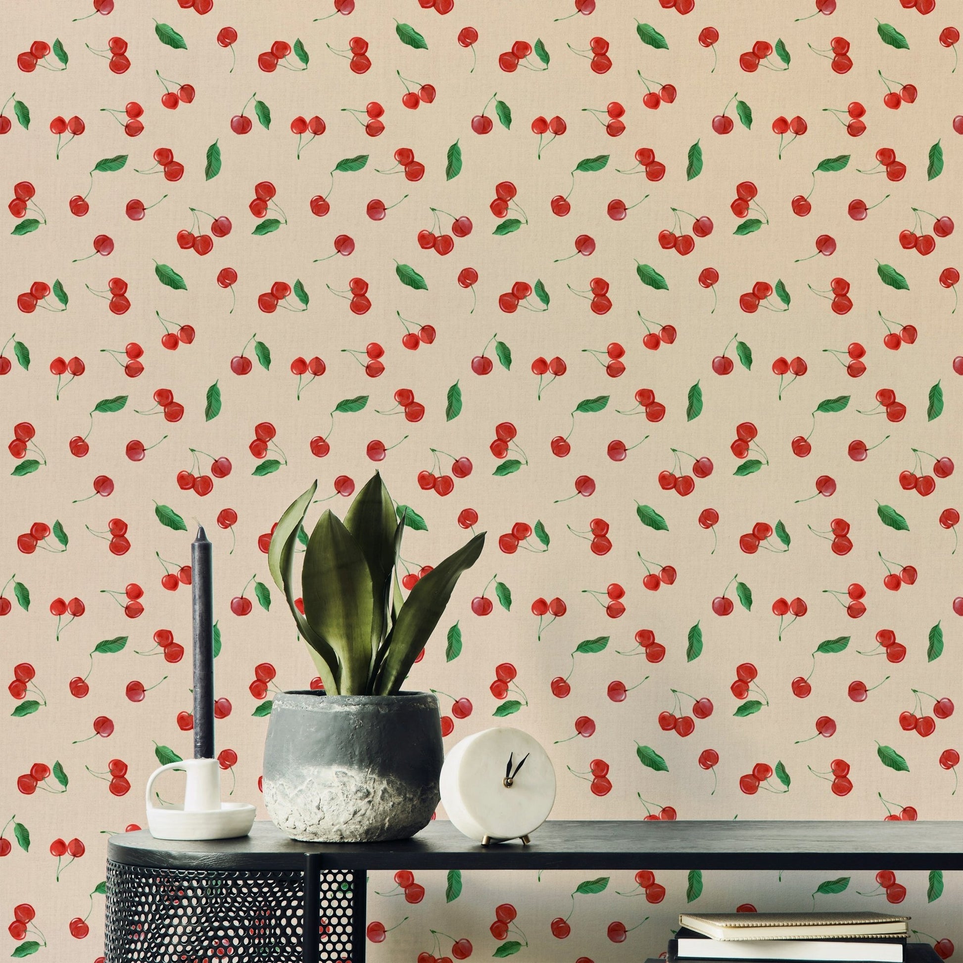 Bold red cherry wallpaper for walls

