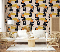 Colourful toucan bird wallpaper mural for a nursery or kids room wall.