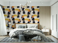 Toucans on Parade Wallpaper wallpaper mural in a tropical living room.