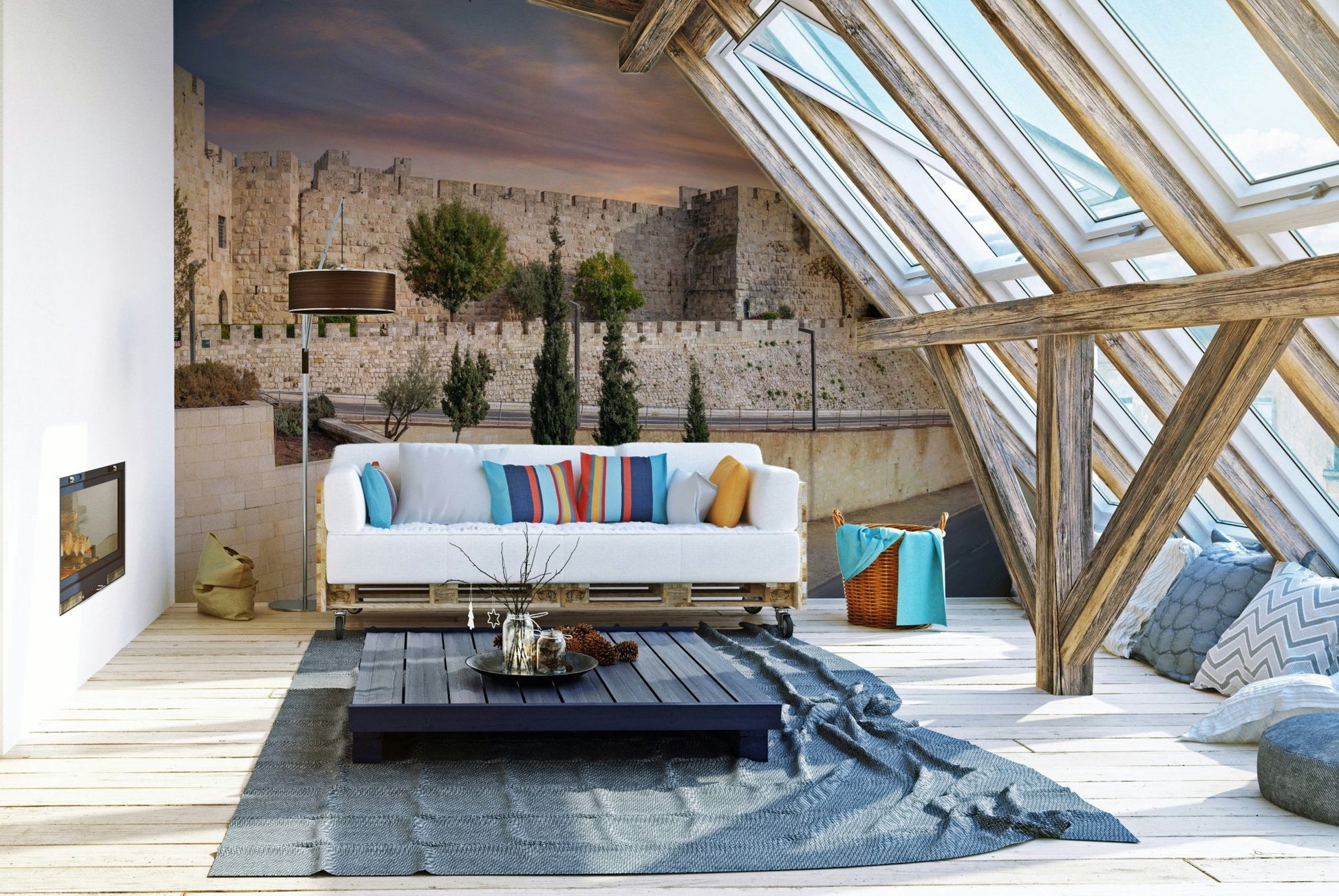 The image shows a large, ancient stone fortress.

