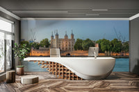 A calming royal landmark wallpaper mural that defines a space.

