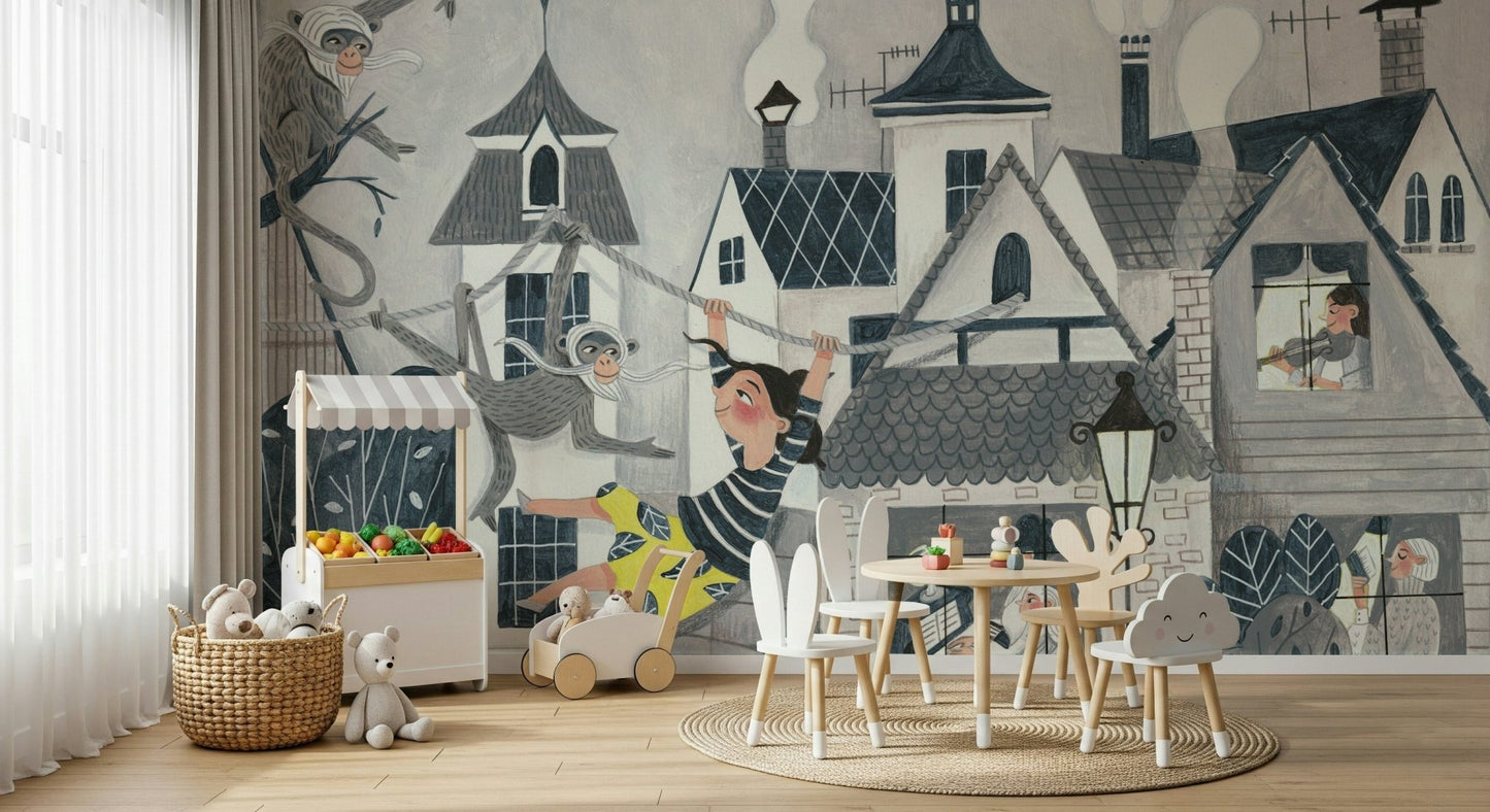 A contemplative gentle design wallpaper mural for a feature wall.