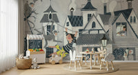 A contemplative gentle design wallpaper mural for a feature wall.