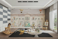 The animals are standing on a cobblestone street.

