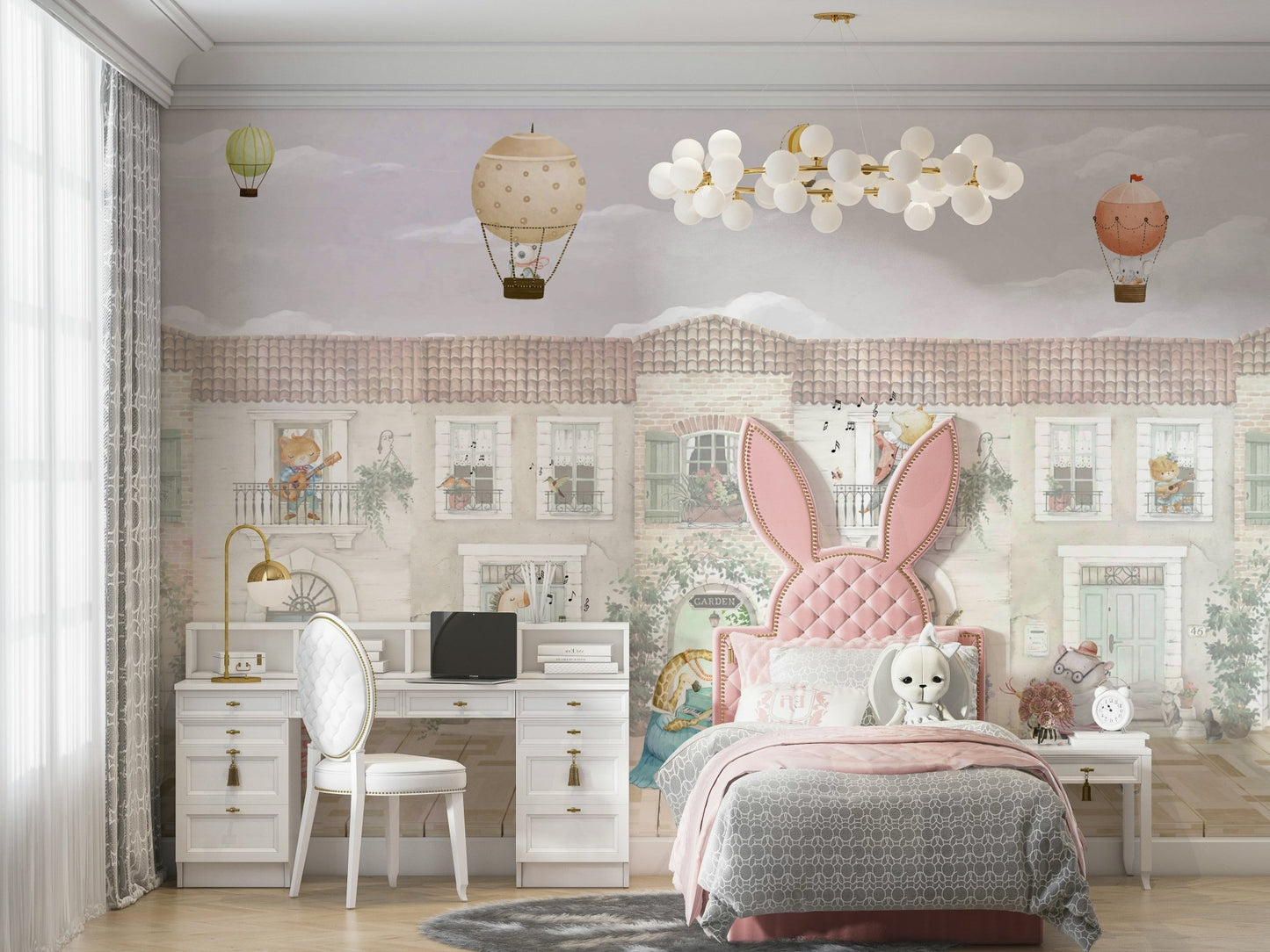 A rabbit is playing a trumpet.

