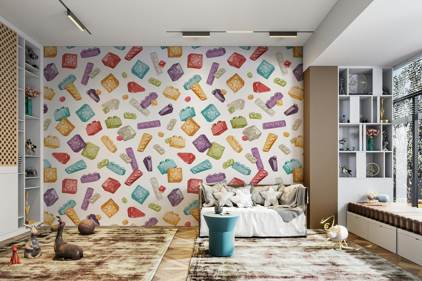 cartoon block pattern wallpaper GD082