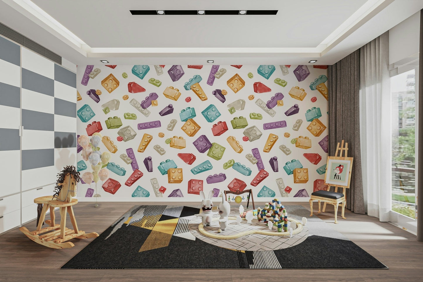 scattered toy block wallpaper print GD082
