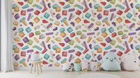 multicolored block wall mural for kids GD082