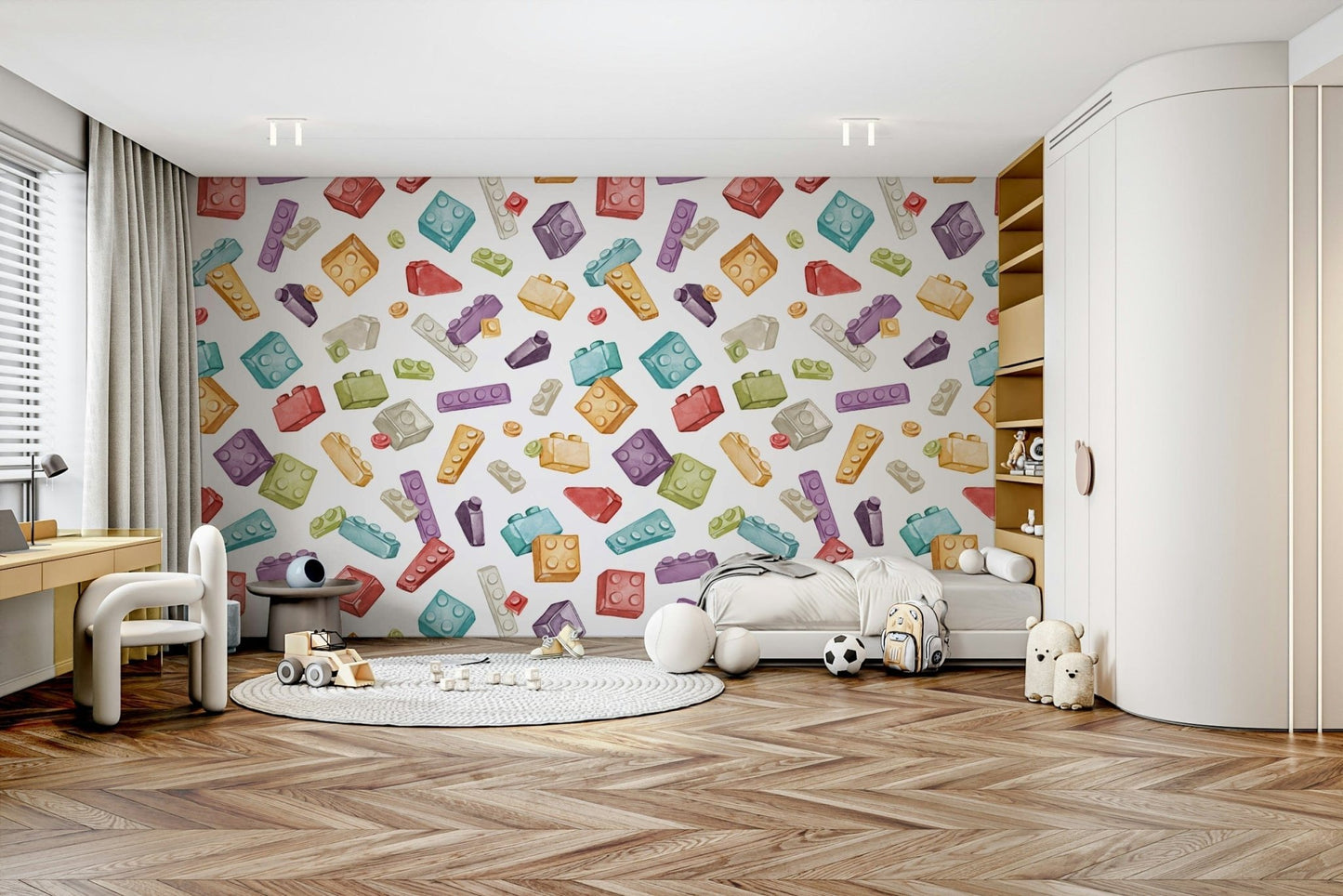 rainbow block pattern kids wallpaper GD082