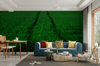 A graceful subtle pattern wall mural in cool, natural tones.

