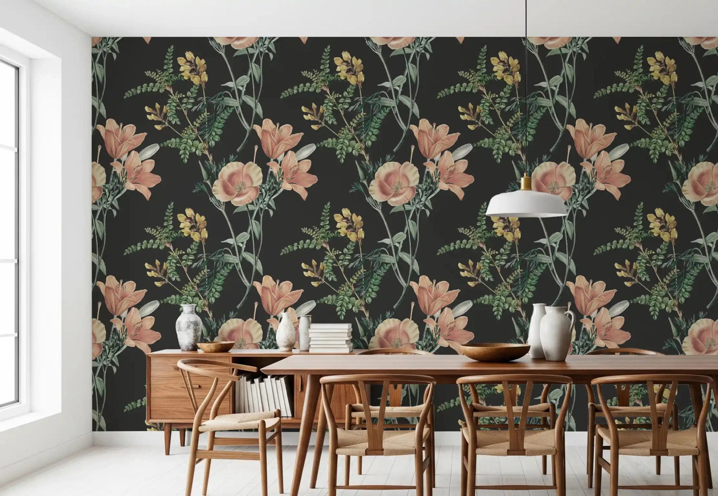 Floral vintage wallpaper design with Traditional Botanical pattern style