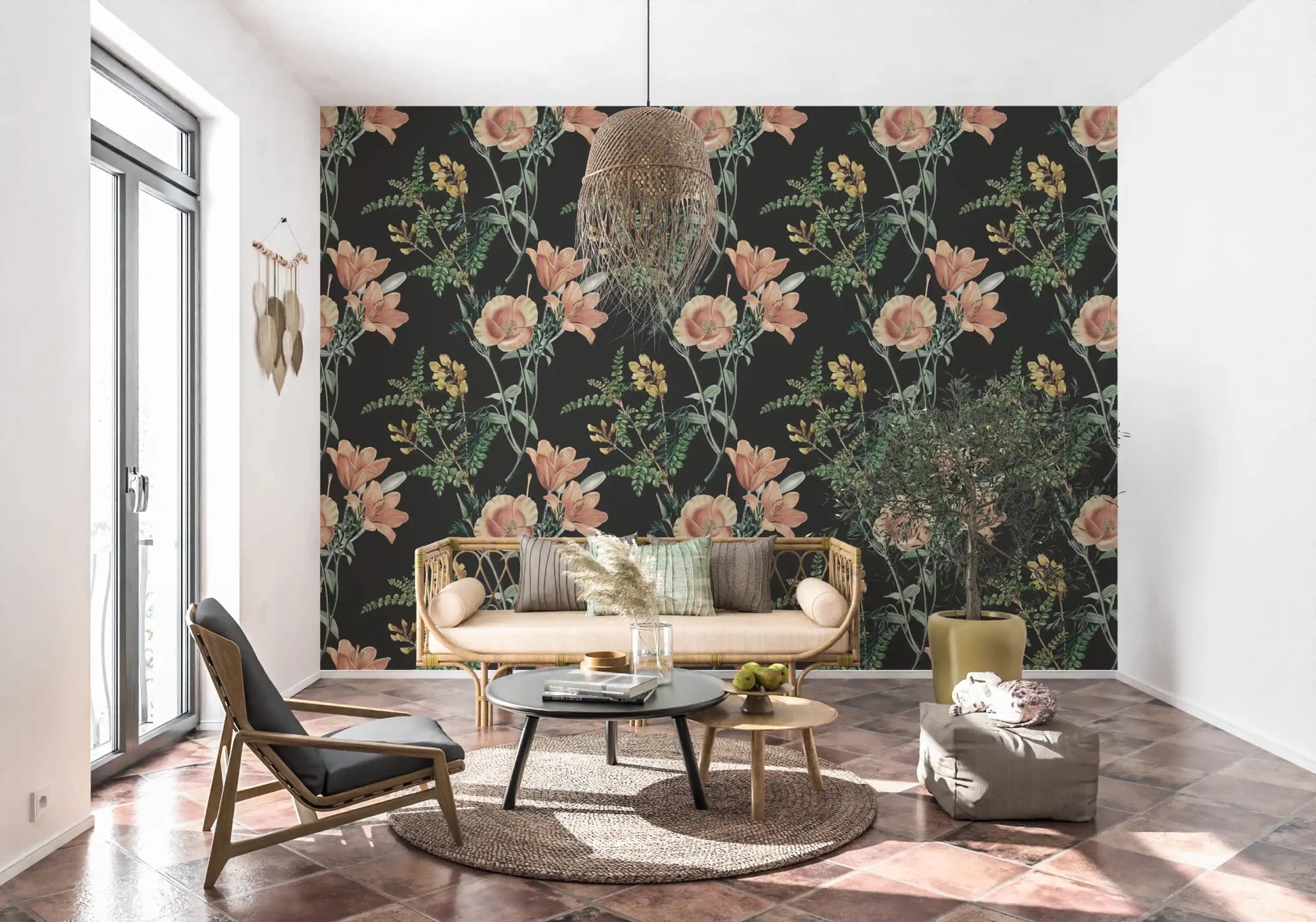 Hallway space using Traditional Botanical wallpaper with floral design